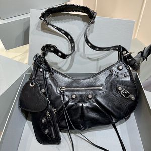 Designer dames onderarm modebiker tas lederen enkele schouder klinknagel crossbody handtas klassieke portemonnee met doos