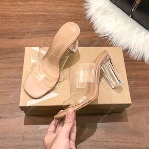 Designer dames sandalen luxe dikke hakken pvc transparante echt lederen hoge hakken open teen sandalen zapatos mujer muller schoenen klassieke stijl trouwschoenen