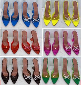 Designer Femmes Sandales Papillon Pointu Cristal PVC Slingback Sandales Begum Verre Fer À Cheval Talon Femme Transparent Argent Pompes De Mariage Sandalias