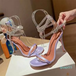 Designer Femmes Sandales Chaussures Cheville Cristal Décoration Bouts Ouverts Talon Aiguille Designer SAEDA Sandale 100 avec EU35-43