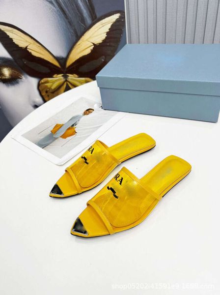 Designer Women Sandals Triangle imprimé en plexiglass talons luxe Milano glisse