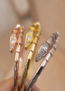 Designer Dames Slang Diamanten Armband Luxe Ontwerpers Armbanden Italië Merk Dame 18K Gouden Hoofd Schaal Diamanten Luxe Sieraden Met Geschenkdoos6211878