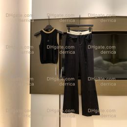 Designer Women Sets Girl Dress Suits 2pcs Chest Letter Logo Mouwloos Vest en Solid Color Long Pant Multiple Product