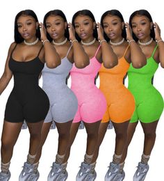 Designer Dames Korte Jumpsuits Zomer Pyjama Onesies Solid Color Mouwloze Speelsuitkopen Rompertjes Plus Size Vrouwelijke Bodysuit Yoga Broek Outfits