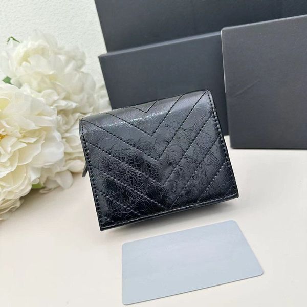 Designer Femmes courte portefeuille en cuir craquier sac à main monnaie porte-cartes