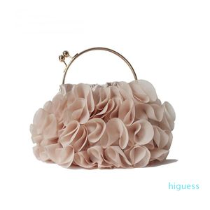 Diseñador-Bolsos de hombro para mujer Bolsos de moda Flor Bolso lindo Sólido Champán Floral Novia Totes Moda Casual Día Embrague