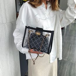 Designer femmes sacs à bandoulière sac cosmétique transparent sac de messager Composite mode luxe bandoulière combinaison sac à main serrure HBP