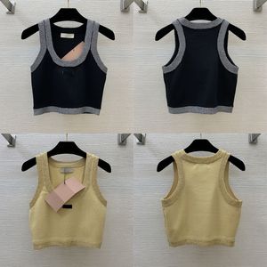 Designer femmes Singlet réservoirs lettre tricoté débardeur de luxe charmant sans manches contraste couleur recadrée Camis Singlets tricots