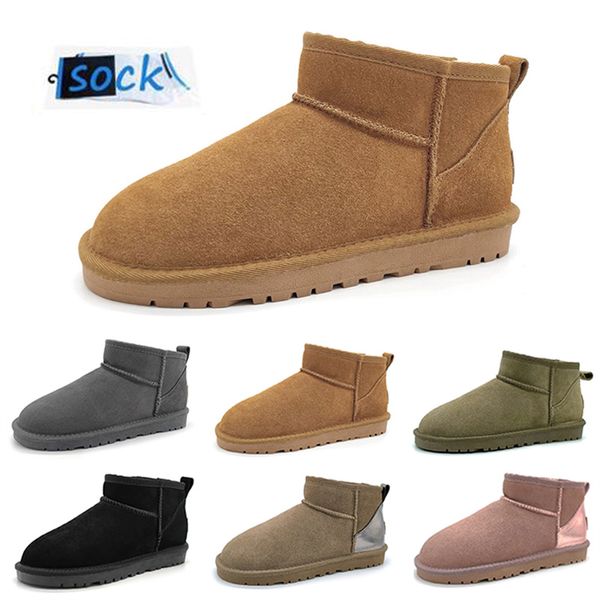 Designer Femmes Bottes de neige Mini Plateforme Botte Tazz Tasman Pantoufles Hommes Femmes Classique Slip-on Daim Hiver Garder Au Chaud Chaussons Fourrure Peau De Mouton Chaussures Bottines