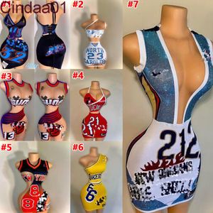 Designer Dames Sportjurken Tweedelig Pak Basketbal Baby-outfits Dames Sexy Print Jurk Collectie Set