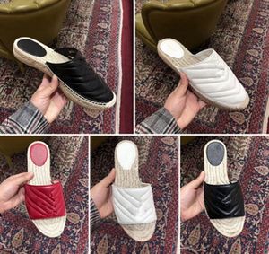 Designer femmes été espadrilles pantoufles femmes en cuir oblique fille espadrilles pantoufle appartements casual lofers 34-42 taille