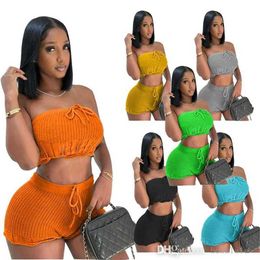 Designer Women Summer Tracks Peaks Two -Pally Set Mouwloze Strapless Tank Top en Shorts Ribbed Sportswear Casual Deskleding