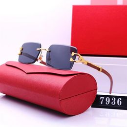 Designer Frauen Sonnenbrille Goggle Mode Adumbral Randlos für Männer Sonnenbrille Rechteck Sonnenbrille 7 Farbe Eyeglasses295v