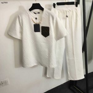 Diseñador mujer camiseta conjunto marca ropa para mujer verano top moda Jacquard logo cuello redondo niña pantalones tamaño asiático S-XL 28 de febrero