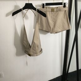 Designer dames tanks shorts set sexy singlet shorts met riem zomer charmante elegante bh -tops outfits