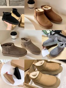 Designer dames Tazz Tasman slippers Dames ultra mini snowboots slipper U F22 winter nieuwe populaire Enkel Schapenvacht bontlaarzen met kaart stofzak mooie geschenken Antilope