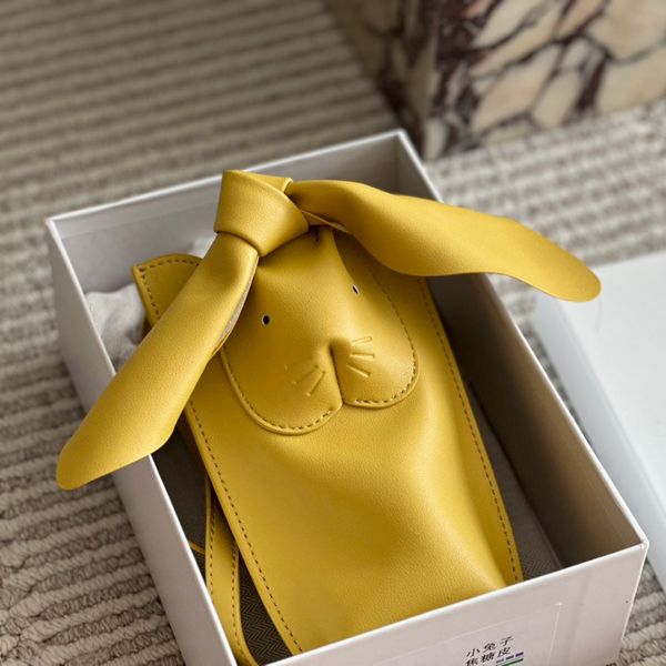 Diseñador Mujer Conejo de dibujos animados Teléfono móvil Sholder Bag España Mini Cuero Encantador Estilo Animal Teléfono móvil Bolso Lady Crossbody Correa Monedero