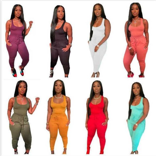 Designer Femmes Survêtements Deux Pièces Pantalon Ensemble Jogging Costume Sexy Gilet Cordon Pantalon Tenues Décontractées D'été Sportsuit