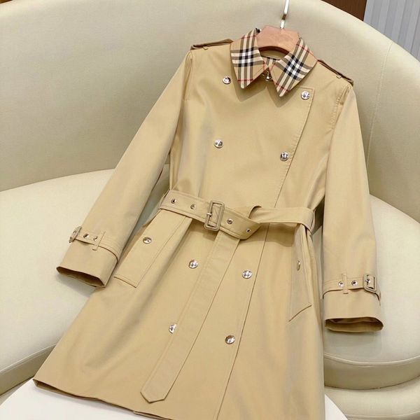 Designer femmes trench-coat coupe-vent veste lâche ceinture manteau femme décontracté longues tranchées manteau taille SML