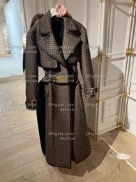 Gabardina de diseñador para mujer, chaqueta cortavientos, abrigo clásico con cinturón suelto, gabardina larga informal para mujer
