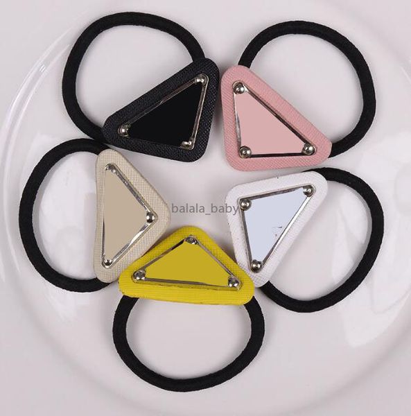 Designer Femmes Triangle Badge Élastiques Lettre P Cheveux Corde Queue De Cheval Ruban Élastique Bande De Cheveux Queue De Cheval Filles Cheveux Accessoires Couleur Mixte