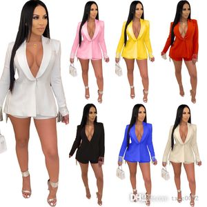 Designer Women Two Piece broek Pakken Set Sexy Deep V-Neck Split Tassel Coat Shorts Leisure Suite Fashion Streetwear Clothing