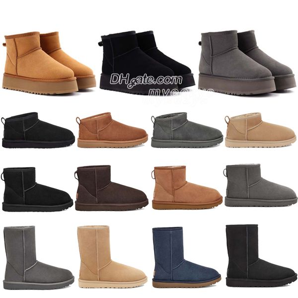 Diseñador Mujeres Úblamente Botas de piel de cuero trenzado Comfy Australia Booties de gamuza de gamuza