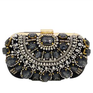 Designer-femmes portefeuille noir cristal soirée métal embrayages argent perlé mariée boîte de mariage pochettes sac à main et sacs à main