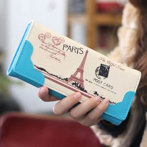 Ontwerper-Vrouwen Portefeuilles Handtassen Merk Munt Portemonnee Eiffel Tower Patroon Moneybags Dame Portemonnees Meisjes Lange Koppeling Portemonnee Kaarten ID Houder Tas