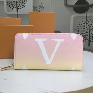 Designer femmes portefeuilles luxe sacs à main à glissière gradient fleur lettre porte-cartes dames mode longue argent mince sacs d'embrayage avec boîte de haute qualité