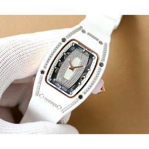 Montre Femme Designer RM07-01 Montres Diamants Pleins Diamants Montres-bracelets en céramique G4SA Superclone Mouvement mécanique Montre Bracelet en caoutchouc Montre Ice Out Luxe