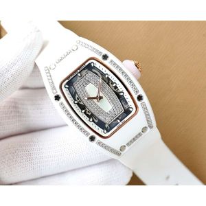 Reloj de mujer de diseñador RM07-01 Relojes de diamantes Diamantes completos Relojes de pulsera de cerámica I6FN Superclone Movimiento mecánico Uhren Correa de caucho Montre Ice Out Luxe