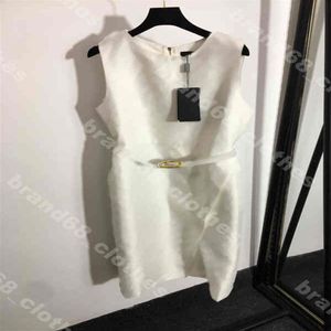 designer femmes chemise blanche robes lettre logo f ndi marque vêtements été sexy slim fit réservoirs sans manches robe fermeture éclair ceinture hi286y