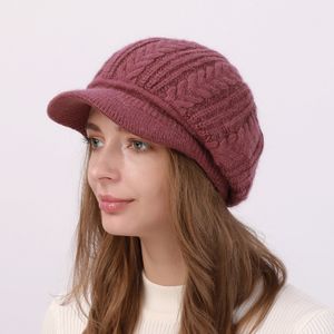 Designer Femmes En Peluche Chapeau D'hiver Cache-oreilles Tricoté Béret À Bords Câble Lapin Velours Bonnet Dames Tête Oreille Chaud Acrylique Gorro Joli Bonnet De Neige Bandeau 10 Couleur Unie