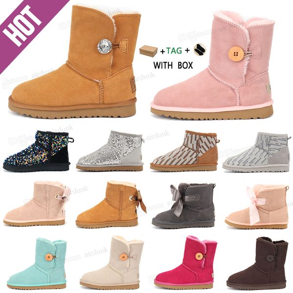 Diseñador Mujeres Botas de nieve de invierno Moda Australia australiana Clásico Tobillo corto Rodilla Arco niña MINI Bailey hombres Senderismo Pelusa bota peluda