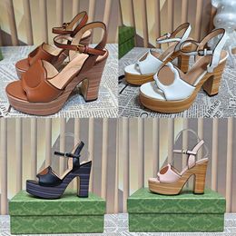 Designer femmes Woody sandales découpées talons plate-forme en cuir sandale chaussures à talons hauts avec boîte 507