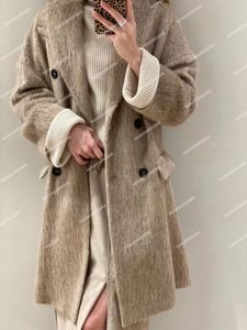 Designer Women Wool Brunello Autumn en Spring Dubbele breasted Cashmere Coats Jacket Long Sleeve Cardigan