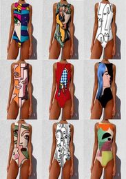 Diseñador Women039s 2021 Verano Una pieza Traje de baño Patrón abstracto Trajes de baño impresos Estilo Sin espalda Sexy Tankini Swim Wear SW44793357877
