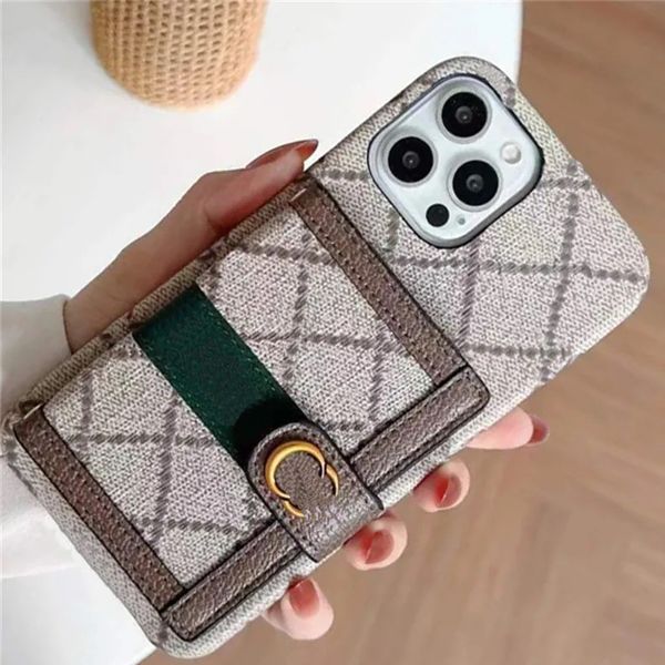 Designer Womens 14 Pro Max Cases Luxury Leather Phone Case Phone 13 Promax 11 Xr Xs X 8 Puls 12 Fashion Case Twill Card Handbag Wallet Case