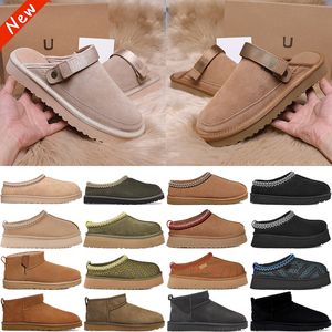 Diseñador Womens Australia Tazz Tasman Slippers CastaD Mostaza Semilla Classic Ultra Mini Plataforma Boot Woolen Suplé Tobogado Piel de oveja Tobillo Tobillo Tamaño EUR35-44