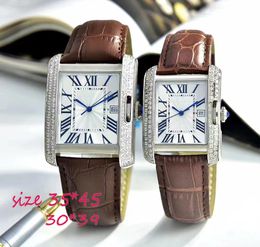 Ontwerper Dames Automatisch Mechanisch Horloge Diamant Mode Horloge Lederen Band Maat 30MM 35MM Glazen Paar Horloge Luxe Cadeau