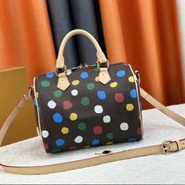 Designer Womens Bag Totes Luxe Crossbody Schoudertassen Rainbow Side Trunk Messenger bag Handtassen Canvas Echt Leer Lady Purse 3D Painted Dots Print M81979