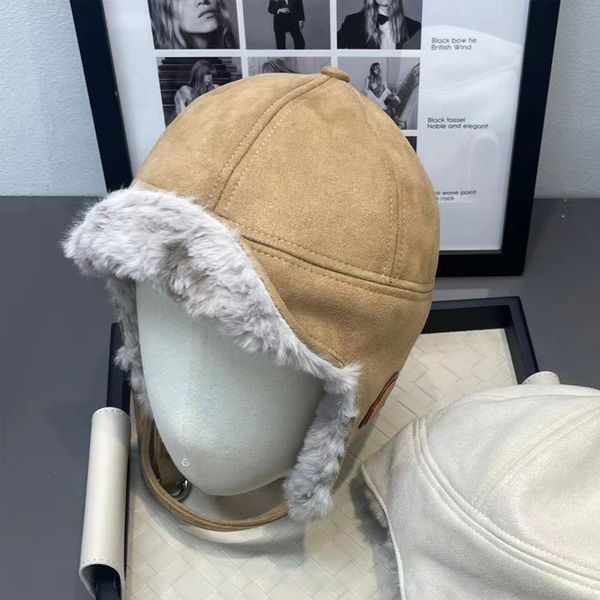 Casquettes de créateurs pour femmes, nouveau chapeau seau d'hiver avec Protection des oreilles en coton chaud, chapeaux de trappeur unisexes en peluche