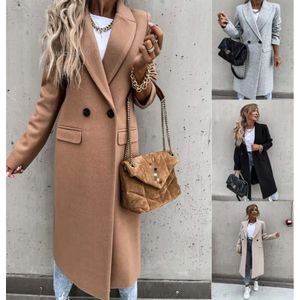 Designer Damesjas Jacks Wolmixen Winterjassen Trenchjack Herfst Trench Single Breasted Effen Kleur Dames Slank Lang Windjack Wollen Xufeng456