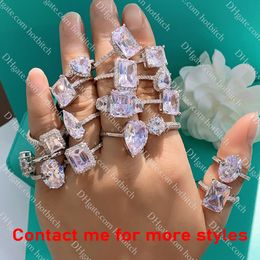 Designer dames diamantring luxe bruiloft verlovingsringen voor vrouwen hoge kwaliteit 925 sterling zilveren sieraden met doosgroothandel