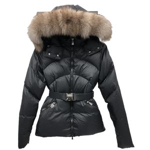 Parka à capuche avec col en fourrure pour femme, coupe courte, Slim, mode décontractée, Badge brodé, épais, manteau chaud d'hiver