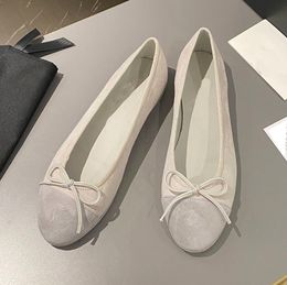 Designer dameskledingschoenen Mary Jane enkele schoen strikprint suède hobbelkleurige balletschoensandalen