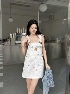 Designer damesjurken 24 Zomer Jacquard witte denim riem rok luxe forens hooggraden eenvoudige witte shirt shirt jurk
