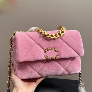 Designer Damesmode Roze Schoudertas Fluwelen Klassieke Diamanten Plaid Portemonnee Goud Metaal Hardware Gematelasseerd Luxe Handtas Trend Veelzijdige Outdoor Portemonnee 25 * 16CM