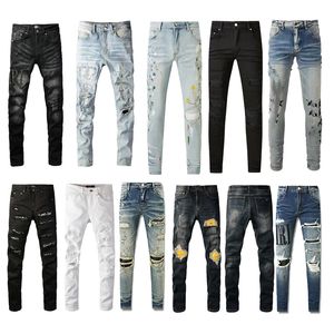 Designer dames gevouwen heren losse witte zwarte mode straat casual hiphop slank fit jeans hoogwaardige jeans 29-40 gratis
